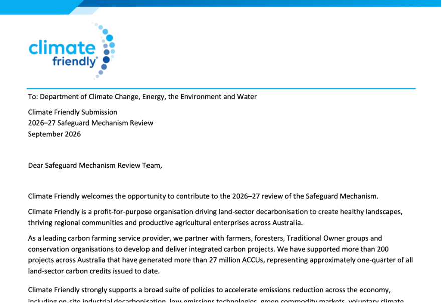 Climate Friendly’s submission to the Government’s Safeguard Mechanism Review